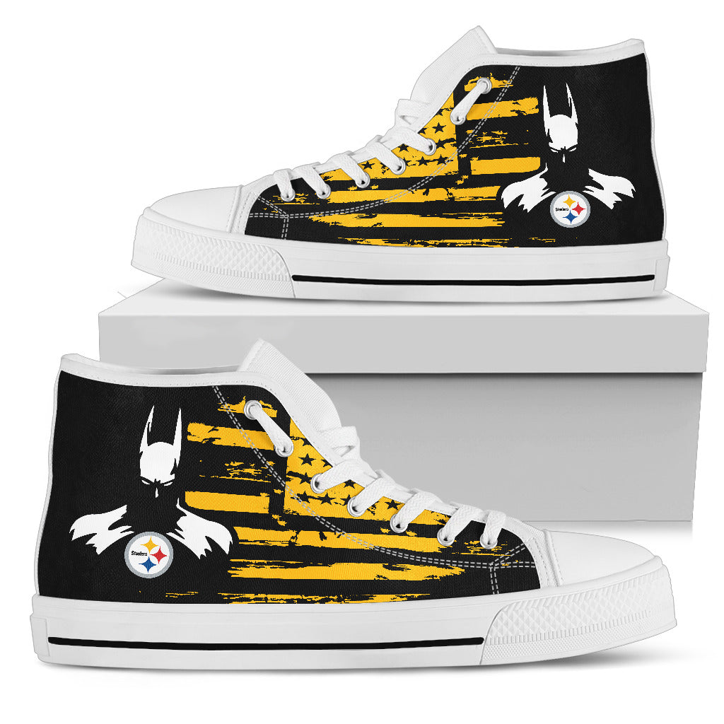 Batman Style Big Pittsburgh Steelers High Top Shoes