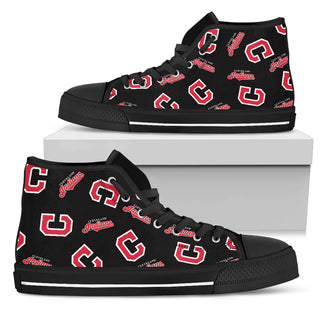 Script Logo Pattern Cleveland Indians High Top Shoes