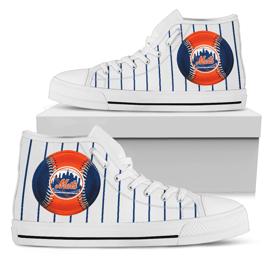 Straight Line With Deep Circle New York Mets High Top Shoes