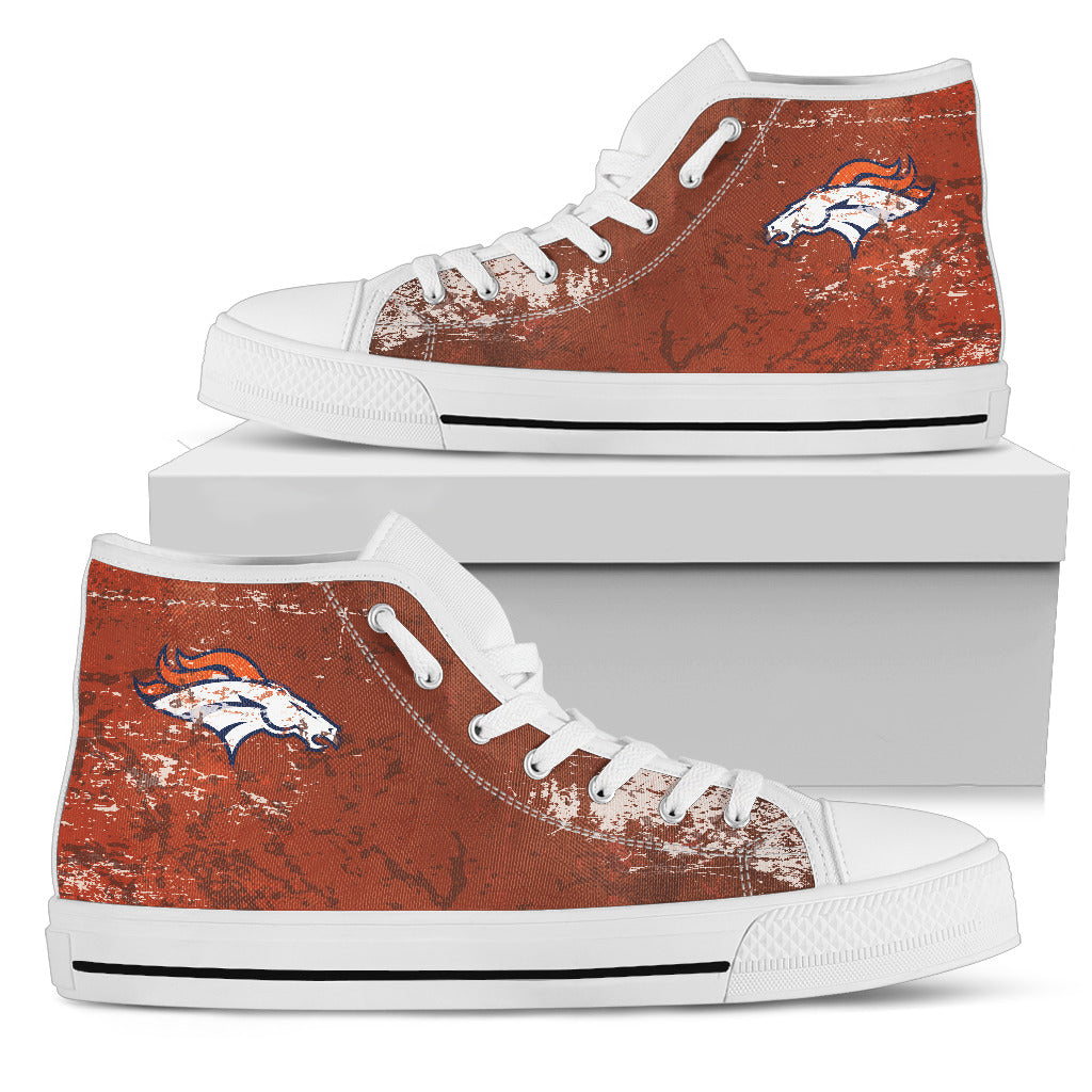 Grunge Vintage Logo Denver Broncos High Top Shoes