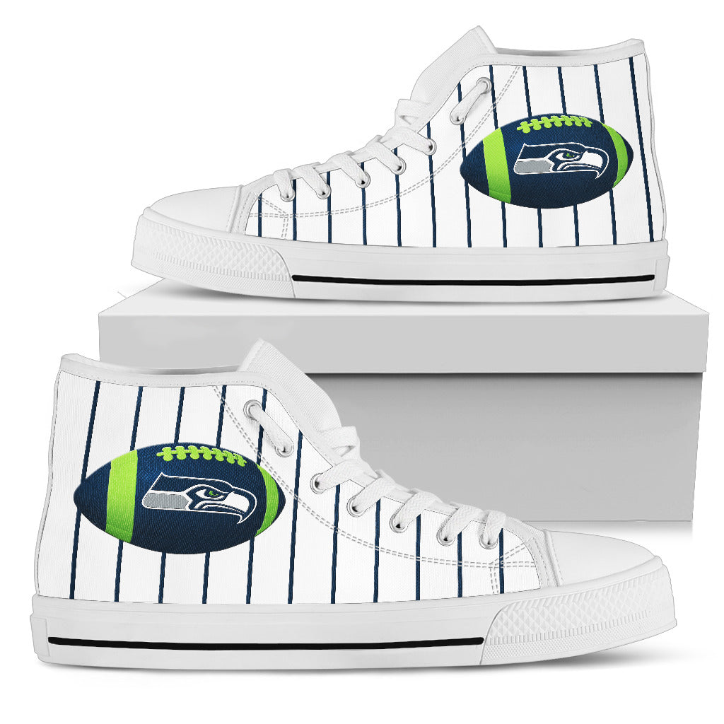 Straight Line With Deep Circle Seattle Seahawks High Top Shoes
