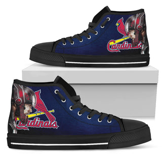 Thor Head Beside St. Louis Cardinals High Top Shoes