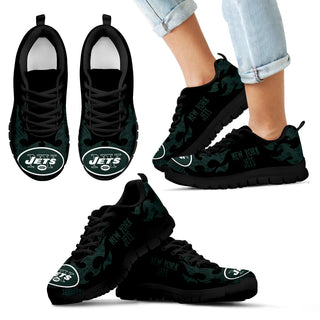 Tribal Flames Pattern New York Jets Sneakers