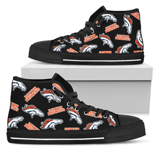 Script Logo Pattern Denver Broncos High Top Shoes