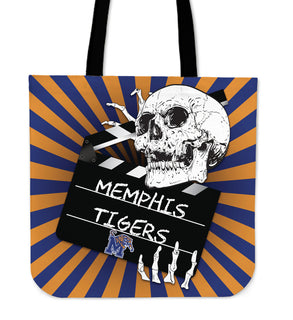 Clapper Film Skull Memphis Tigers Tote Bags