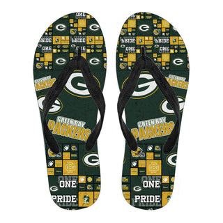 Pride Flag Green Bay Packers Flip Flops