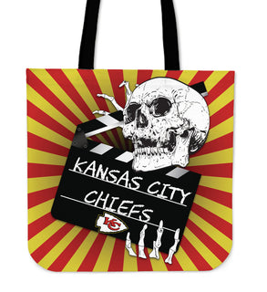 Clapper Film Skull Kansas City Chiefs Tote Bags