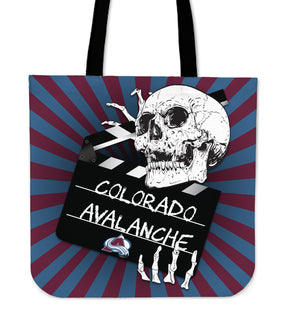 Clapper Film Skull Colorado Avalanche Tote Bags