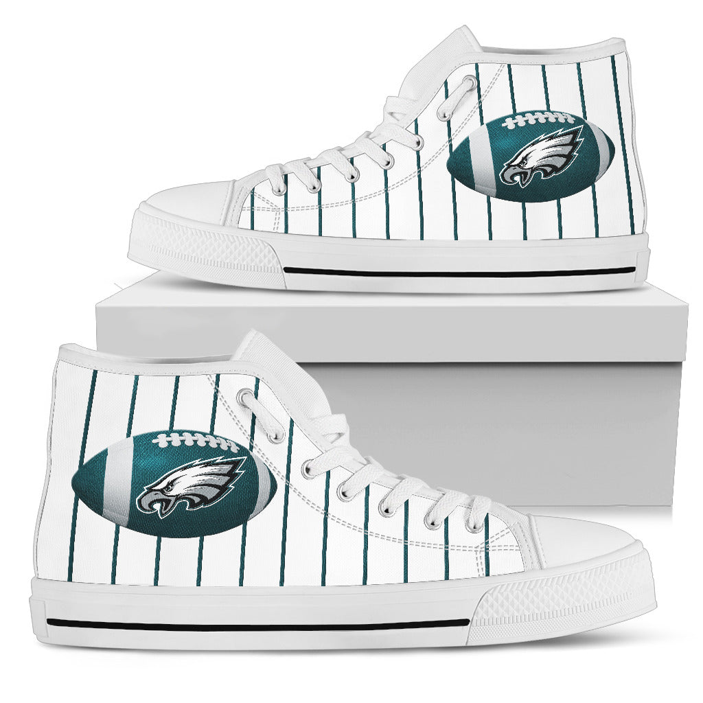 Straight Line With Deep Circle Philadelphia Eagles High Top Shoes