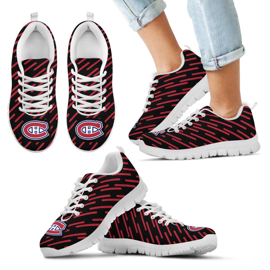 Marvelous Striped Stunning Logo Montreal Canadiens Sneakers