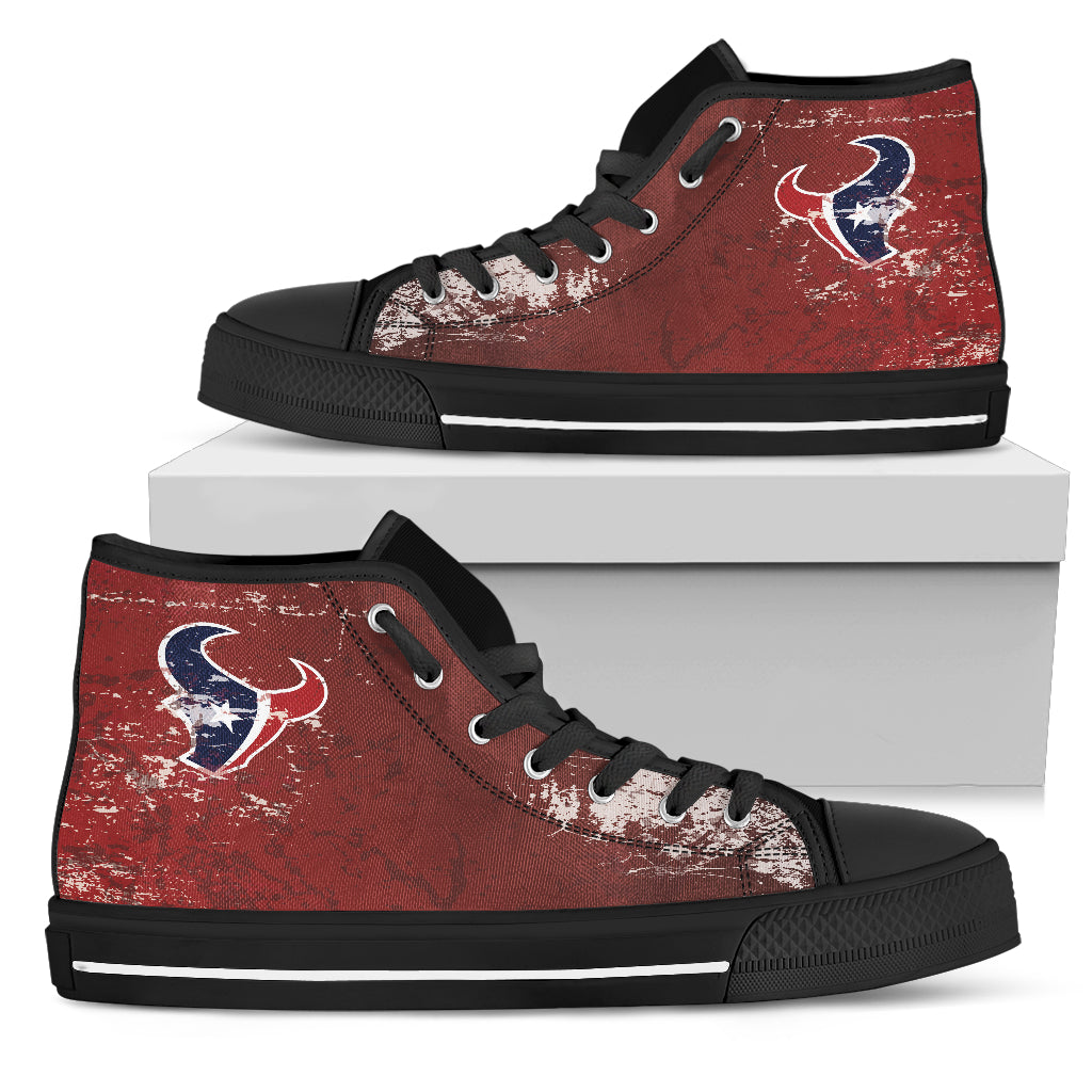 Grunge Vintage Logo Houston Texans High Top Shoes