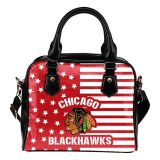 Twinkle Star With Line Chicago Blackhawks Shoulder Handbags
