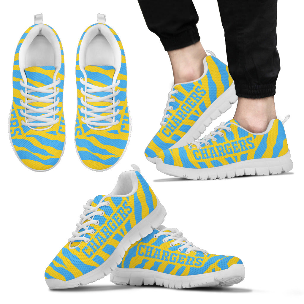 Tiger Skin Stripes Pattern Print Los Angeles Chargers Sneakers