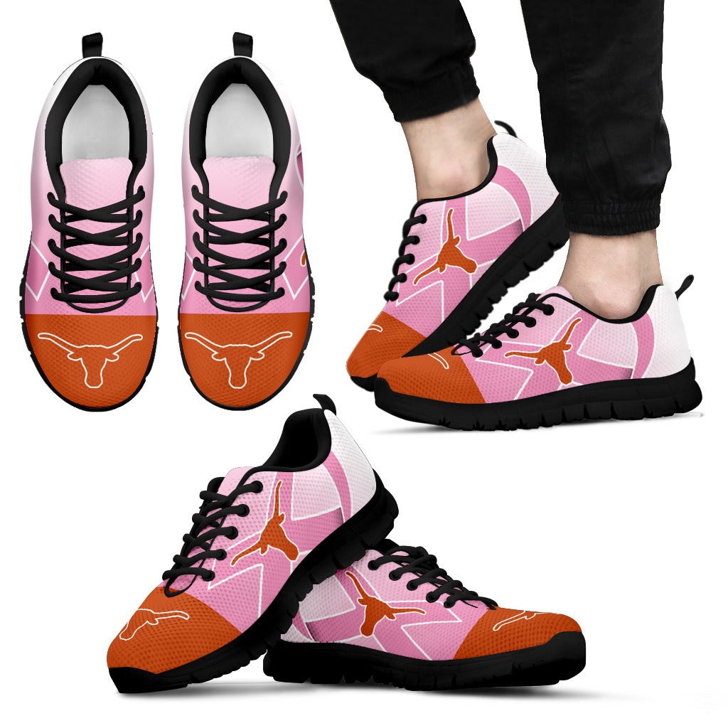 Texas Longhorns Cancer Pink Ribbon Sneakers