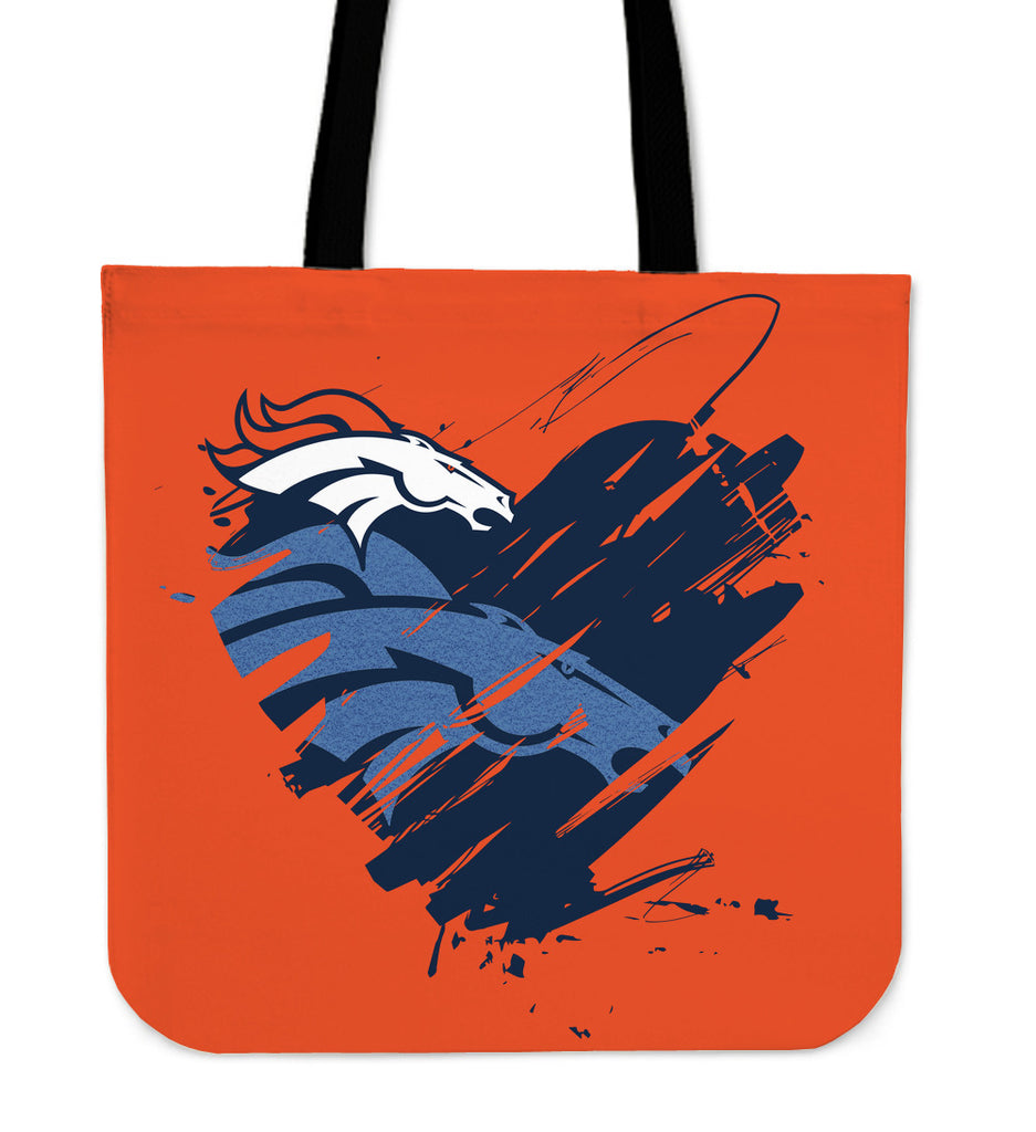 Heart Painting Denver Broncos Tote Bags