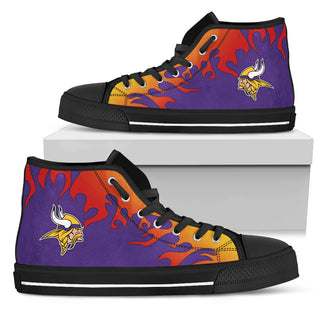 Fire Burning Fierce Strong Logo Minnesota Vikings High Top Shoes