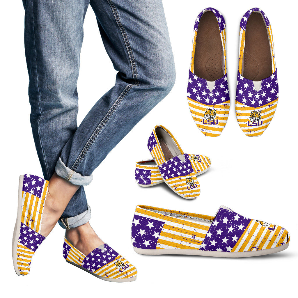 Star Stripers America Flag LSU Tigers Women Casual Shoes