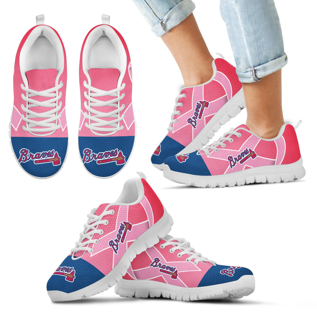 Atlanta Braves Cancer Pink Ribbon Sneakers