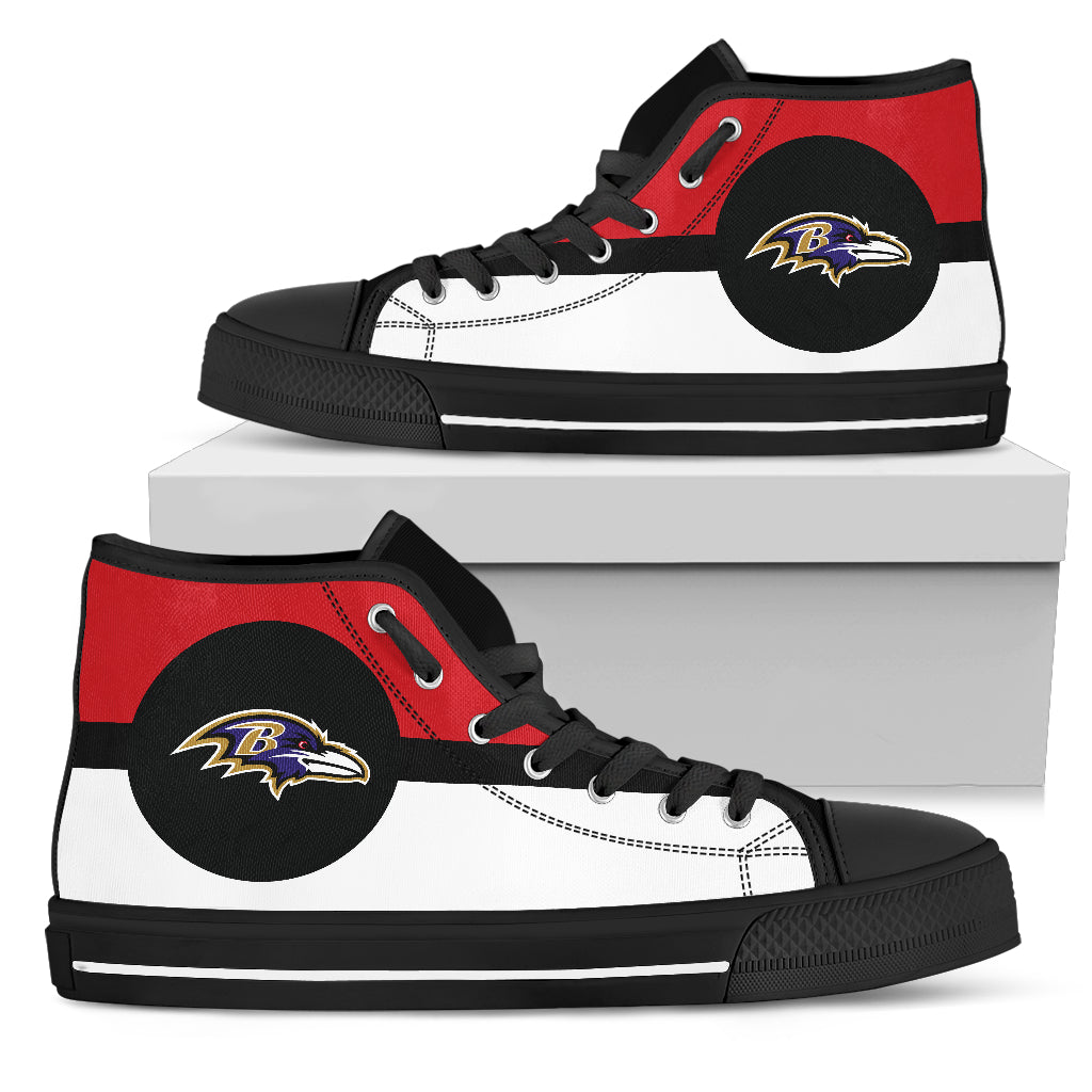 Bright Colours Open Sections Great Logo Baltimore Ravens High Top Shoes