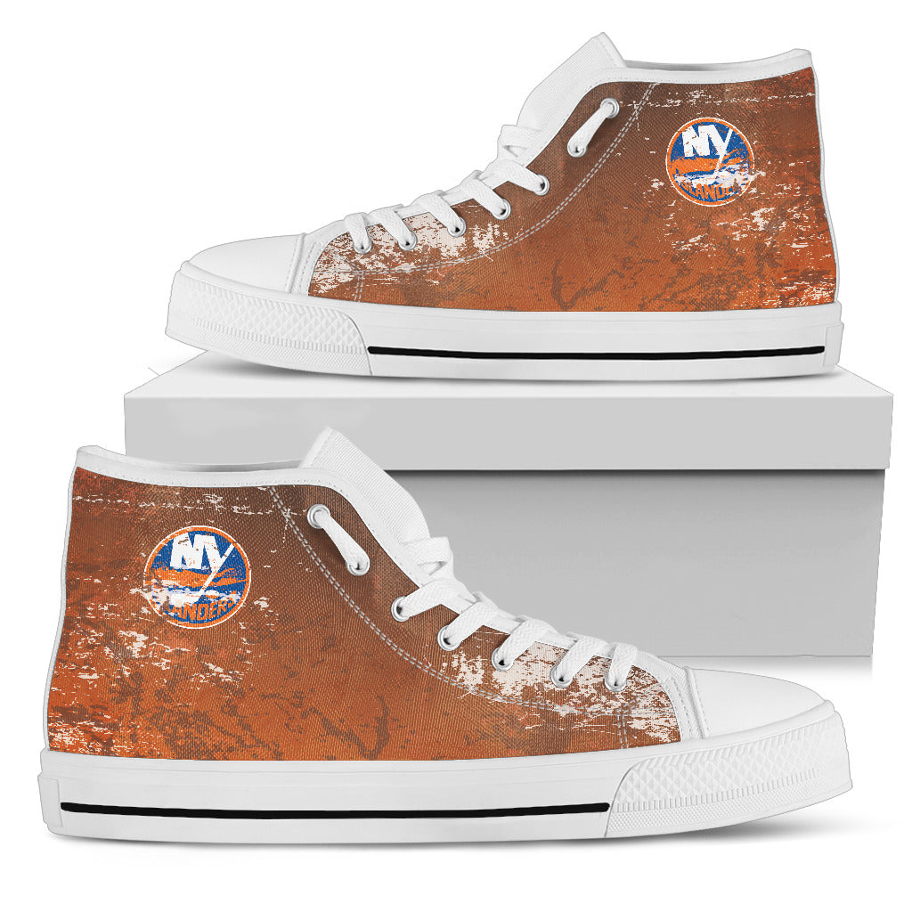 Grunge Vintage Logo New York Islanders High Top Shoes