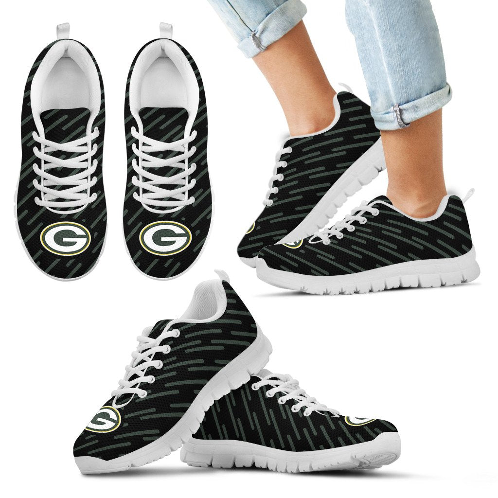 Marvelous Striped Stunning Logo Green Bay Packers Sneakers
