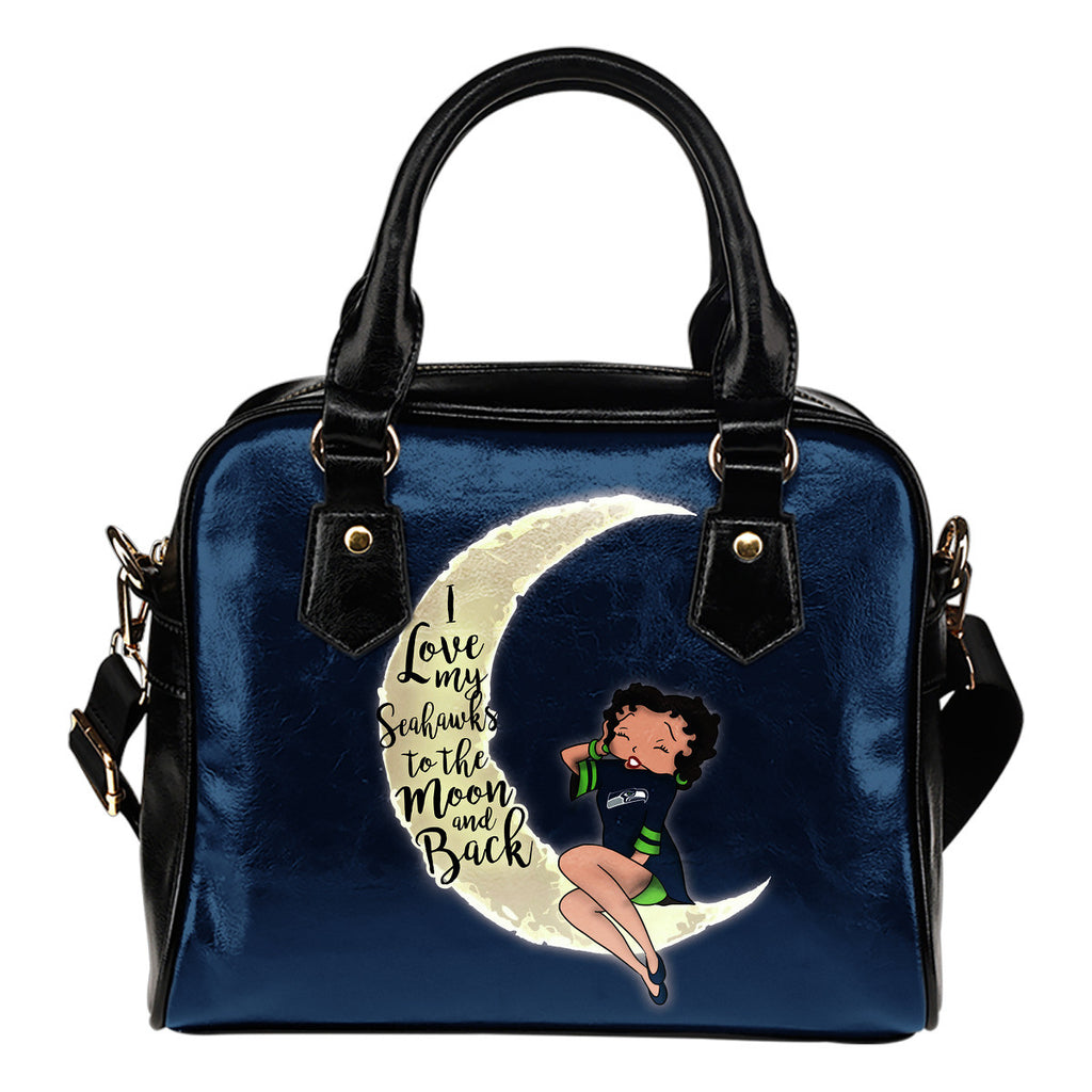 I Love My Seattle Seahawks To The Moon And Back Shoulder Handbags - Best Funny Store