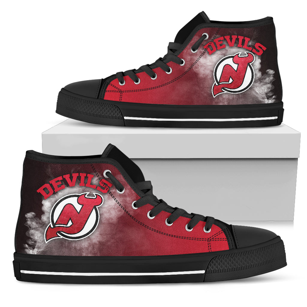 White Smoke Vintage New Jersey Devils High Top Shoes
