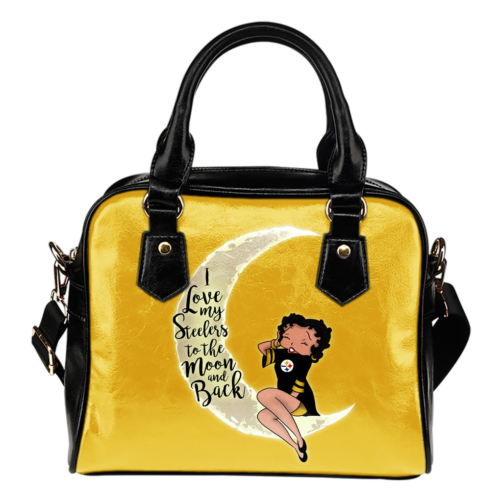 I Love My Pittsburgh Steelers To The Moon And Back Shoulder Handbags Women Purse