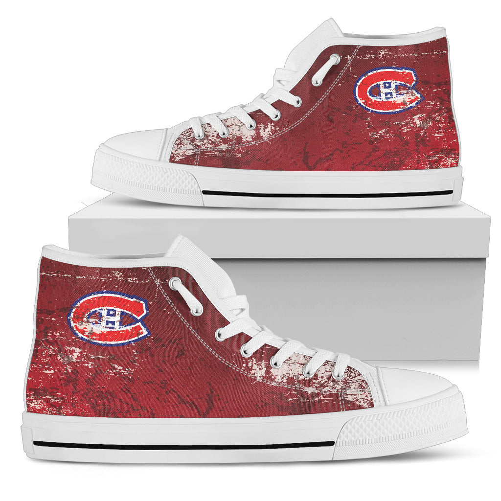 Grunge Vintage Logo Montreal Canadiens High Top Shoes