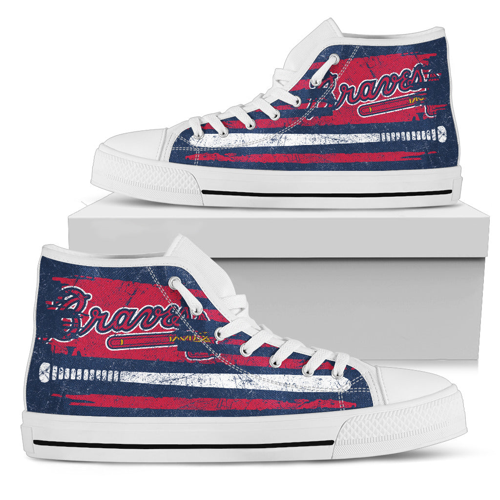 American Flag Vintage Baseball Atlanta Braves High Top Shoes