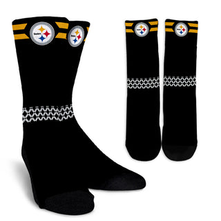Round Striped Fascinating Sport Pittsburgh Steelers Crew Socks