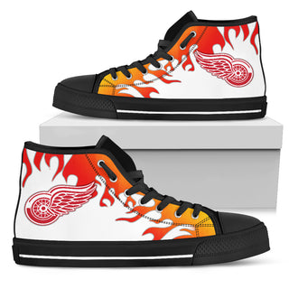 Fire Burning Fierce Strong Logo Detroit Red Wings High Top Shoes