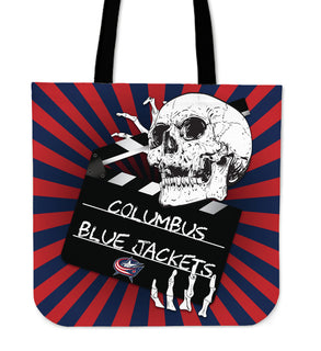 Clapper Film Skull Columbus Blue Jackets Tote Bags