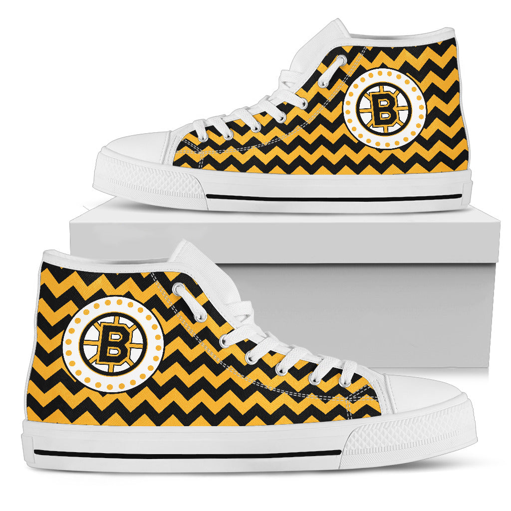 Chevron Broncos Boston Bruins High Top Shoes