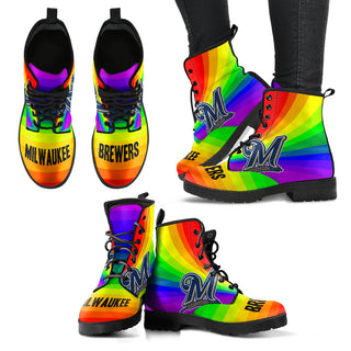 Colorful Rainbow Milwaukee Brewers Boots