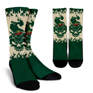 Minnesota Wild Colorful Skull Socks