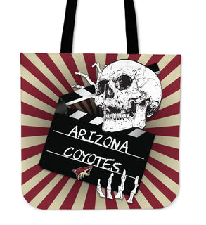 Clapper Film Skull Arizona Coyotes Tote Bags