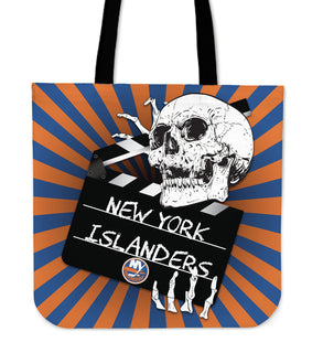 Clapper Film Skull New York Islanders Tote Bags