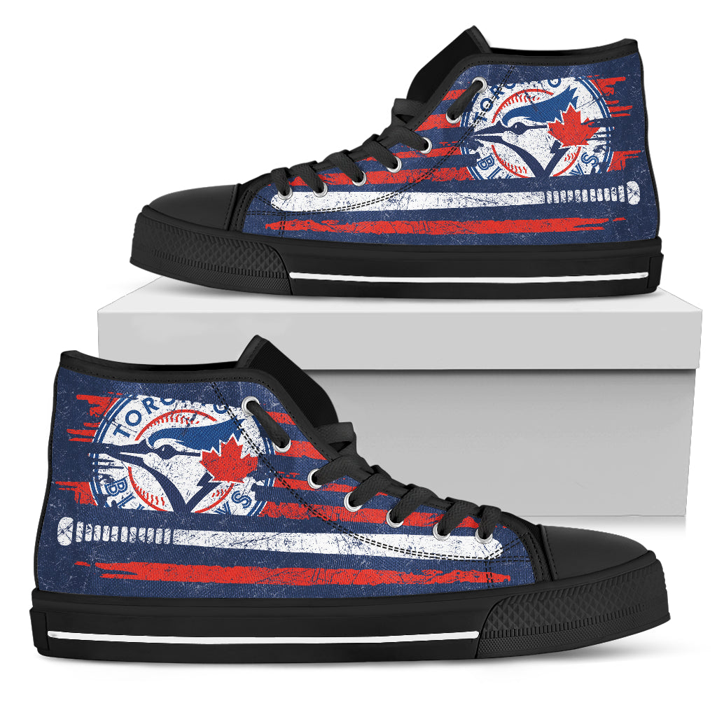 American Flag Vintage Baseball Toronto Blue Jays High Top Shoes