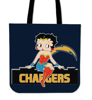 Wonder Betty Boop Los Angeles Chargers Tote Bags