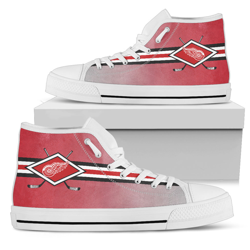 Double Stick Check Detroit Red Wings  High Top Shoes