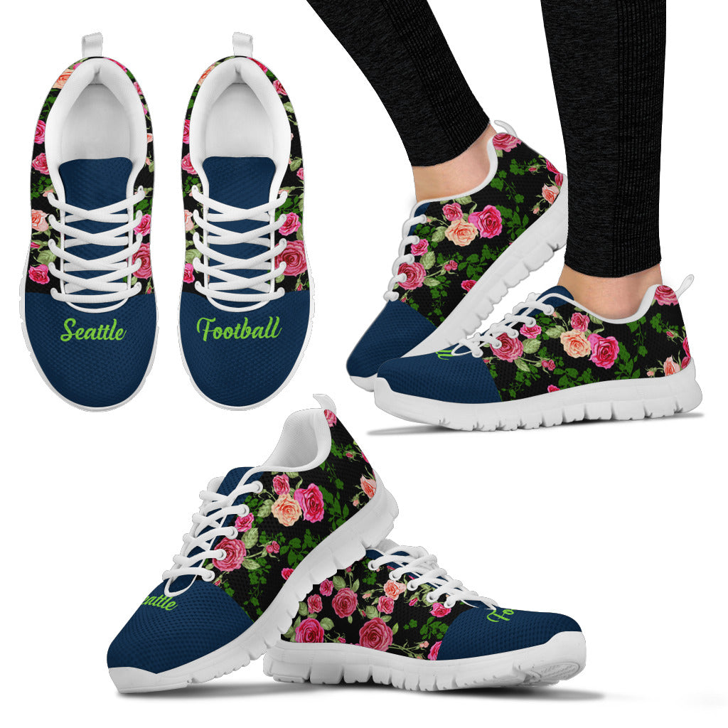 Vintage Floral Name Seattle Seahawks Sneakers