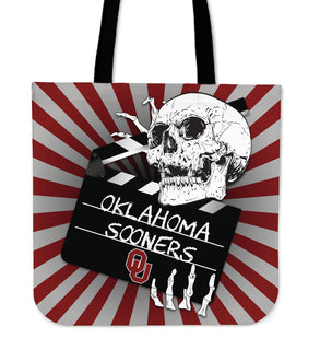 Clapper Film Skull Oklahoma Sooners Tote Bags