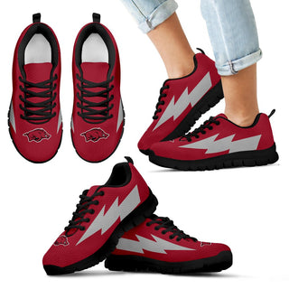 Beautiful Arkansas Razorbacks Sneakers Thunder Lightning Amazing Logo