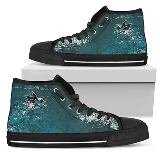 Grunge Vintage Logo San Jose Sharks High Top Shoes