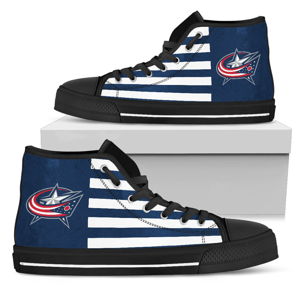 American Flag Columbus Blue Jackets High Top Shoes