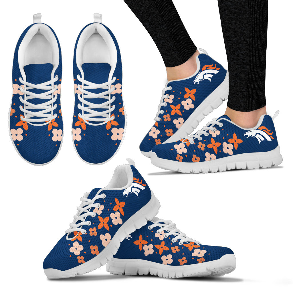 Flowers Pattern Denver Broncos Sneakers