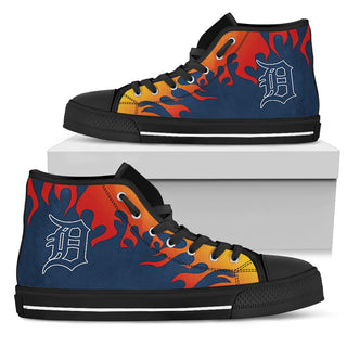 Fire Burning Fierce Strong Logo Detroit Tigers High Top Shoes