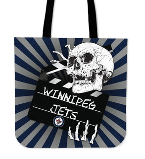 Clapper Film Skull Winnipeg Jets Tote Bags