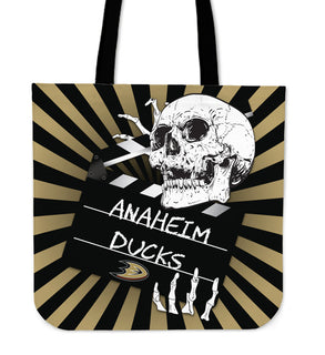 Clapper Film Skull Anaheim Ducks Tote Bags